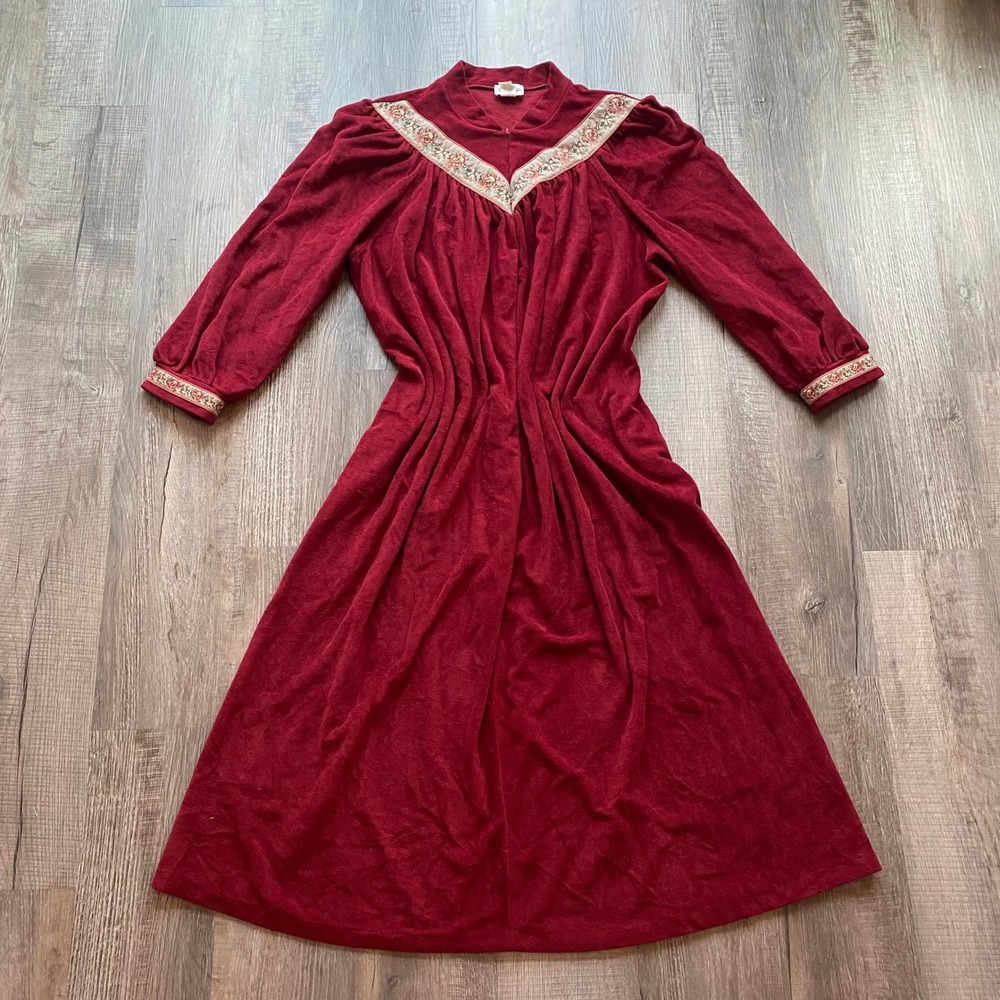 Vintage 70s VANITY FAIR Night Gown Velvet Velour Housecoat Robe XXL